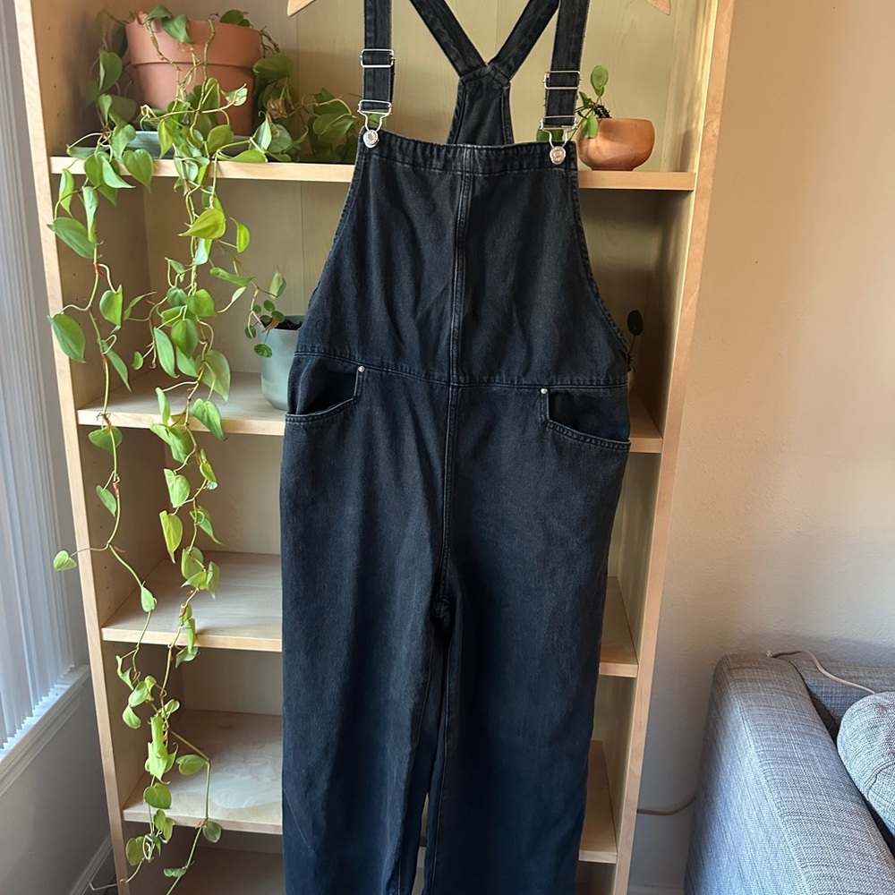 Women's Mango Black Denim Overalls